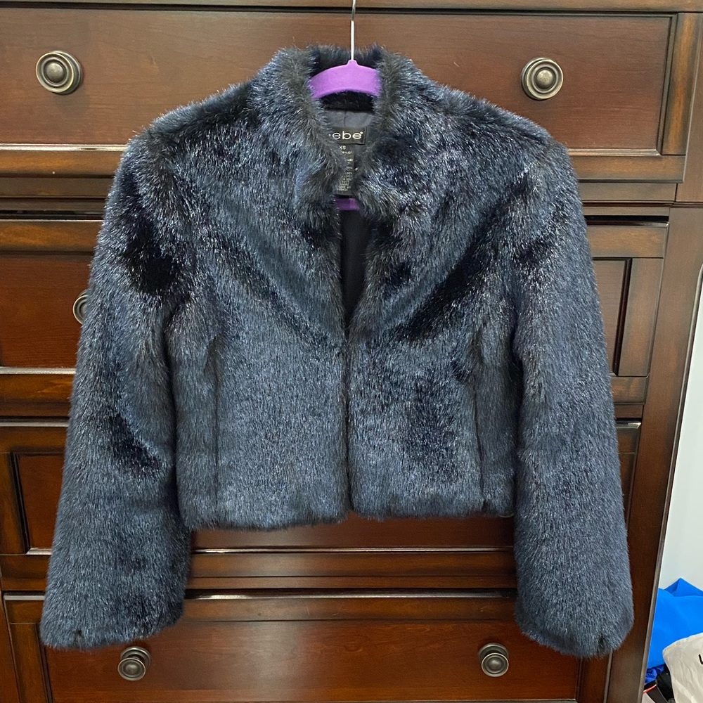 Bebe faux fur jacket, size XS